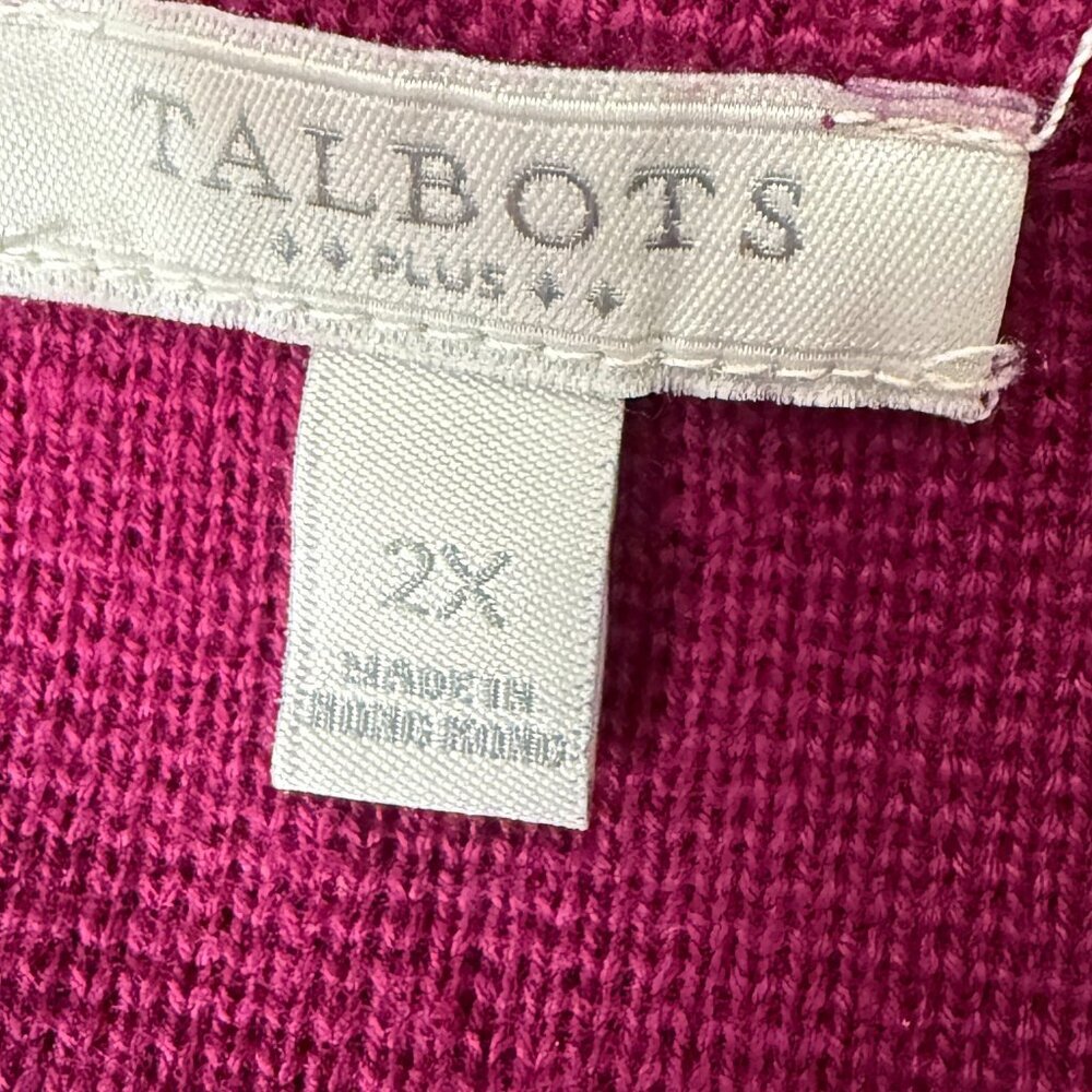 Talbots Plus Fuscia Button Front Sweater Cardigan… - image 2